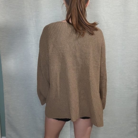 Oak + Fort Oversized Cardigan in Cookie Brown - Picture 5 of 9